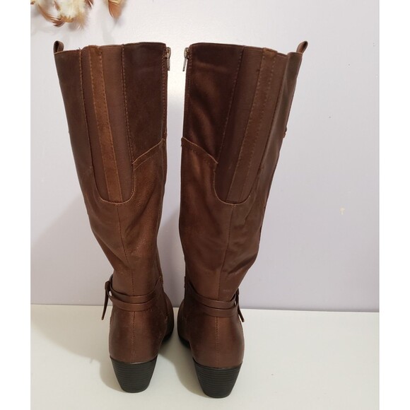 Chelsea Moreland Sz 10W  NWOB Brown Faux Leather Women's Zip Boots - Picture 8 of 10